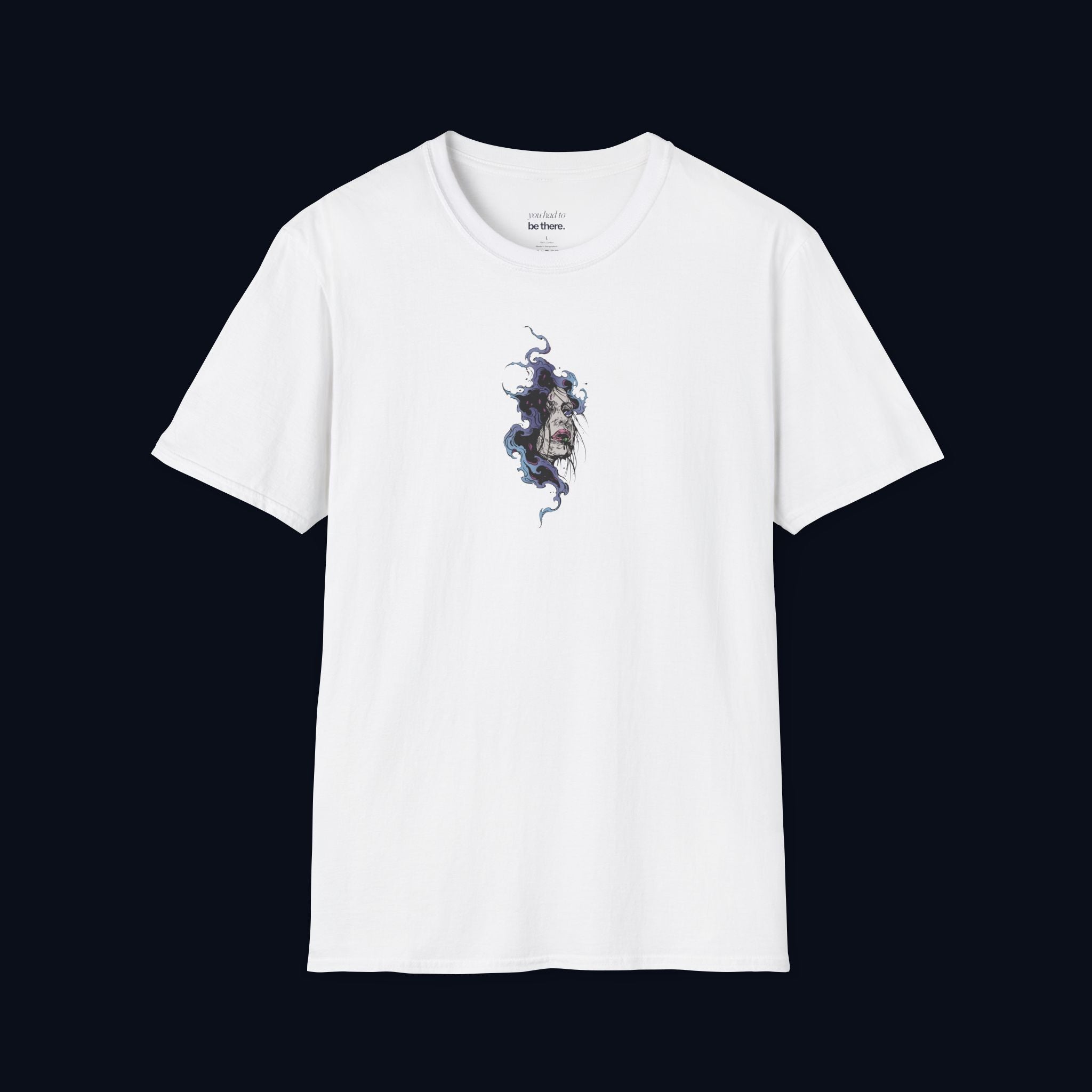 haunted portrait printed t-shirt — nostalgic minimalist streetwear tee