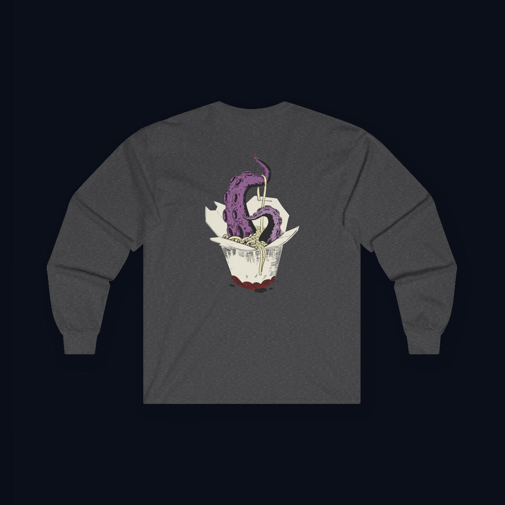 tentacle takeout back print long sleeve t-shirt — nostalgic minimalist streetwear