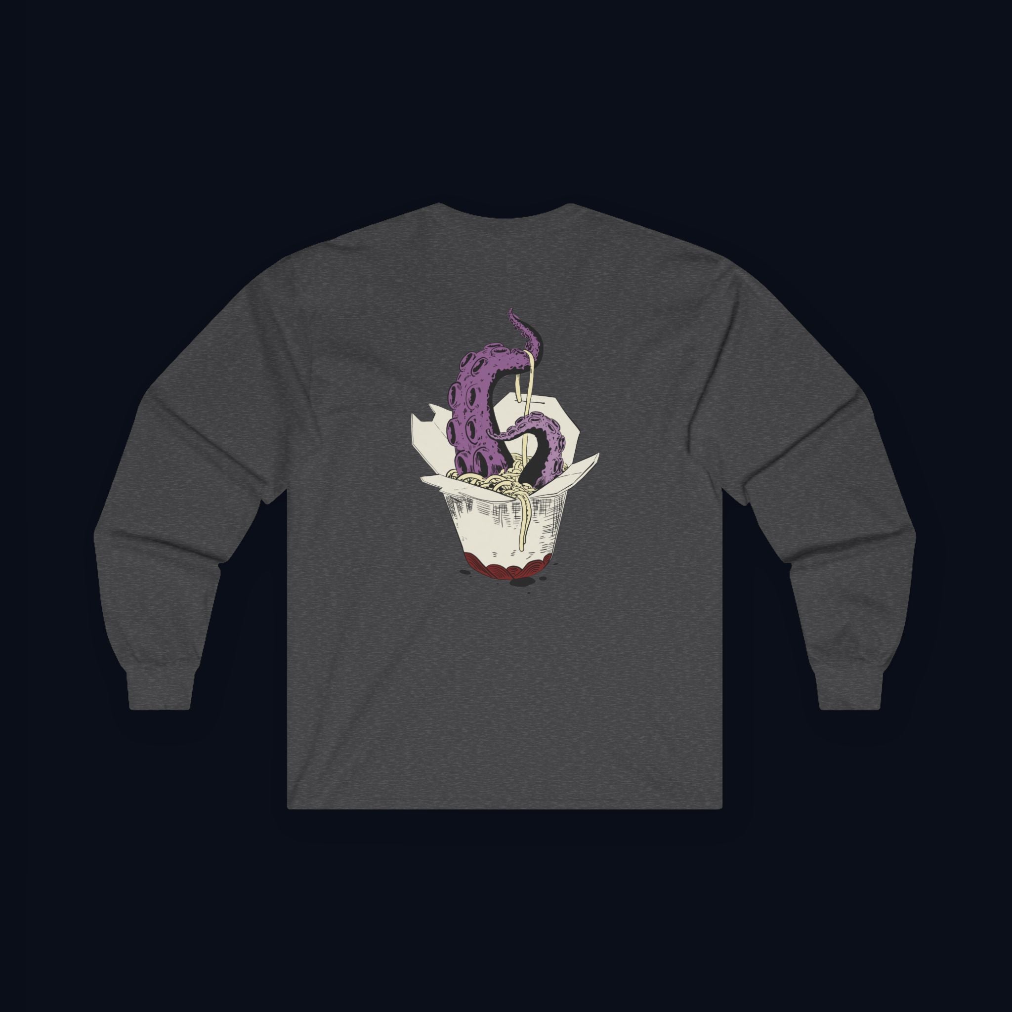 tentacle takeout back print long sleeve t-shirt — nostalgic minimalist streetwear