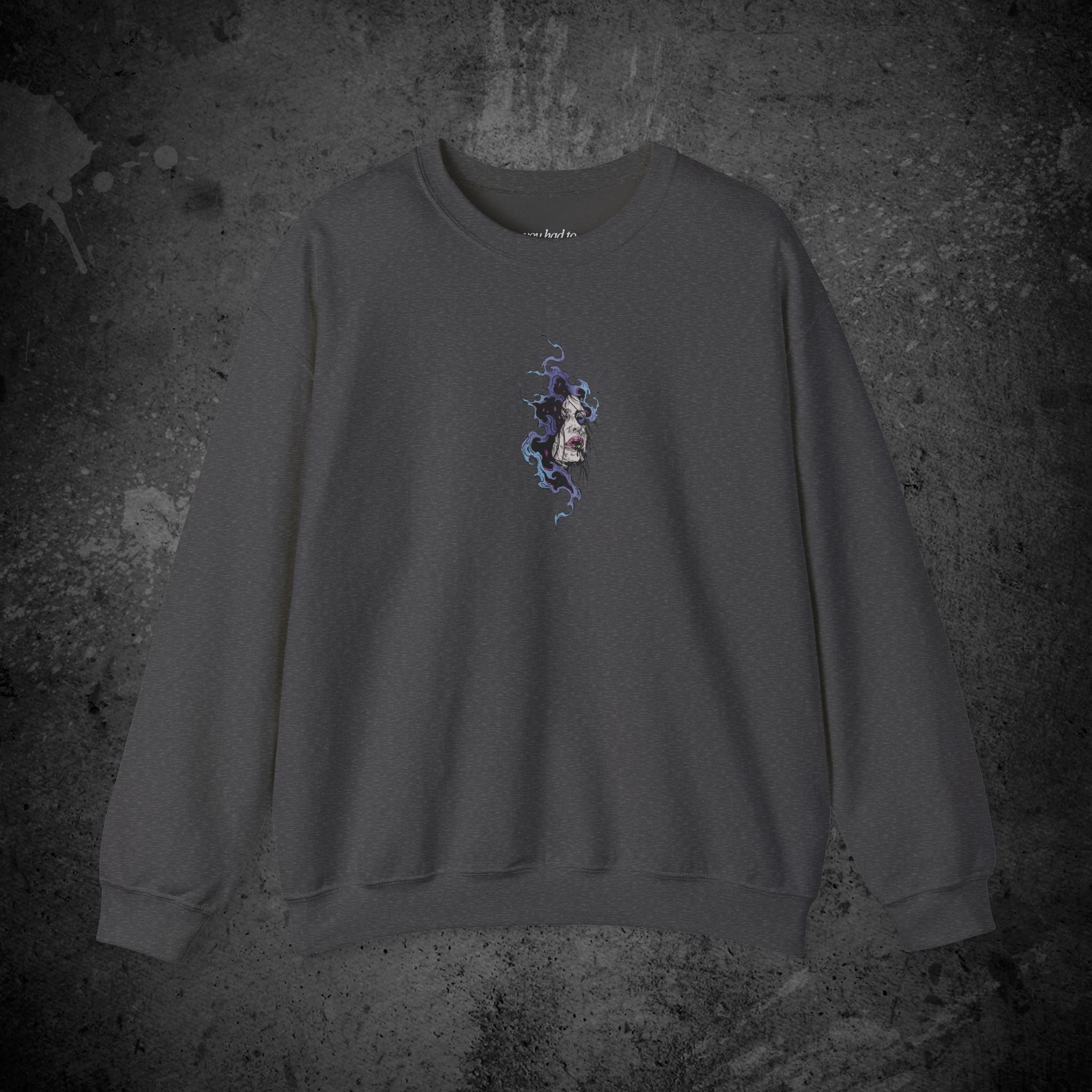 haunted portrait printed crewneck sweatshirt — nostalgic minimalist streetwear