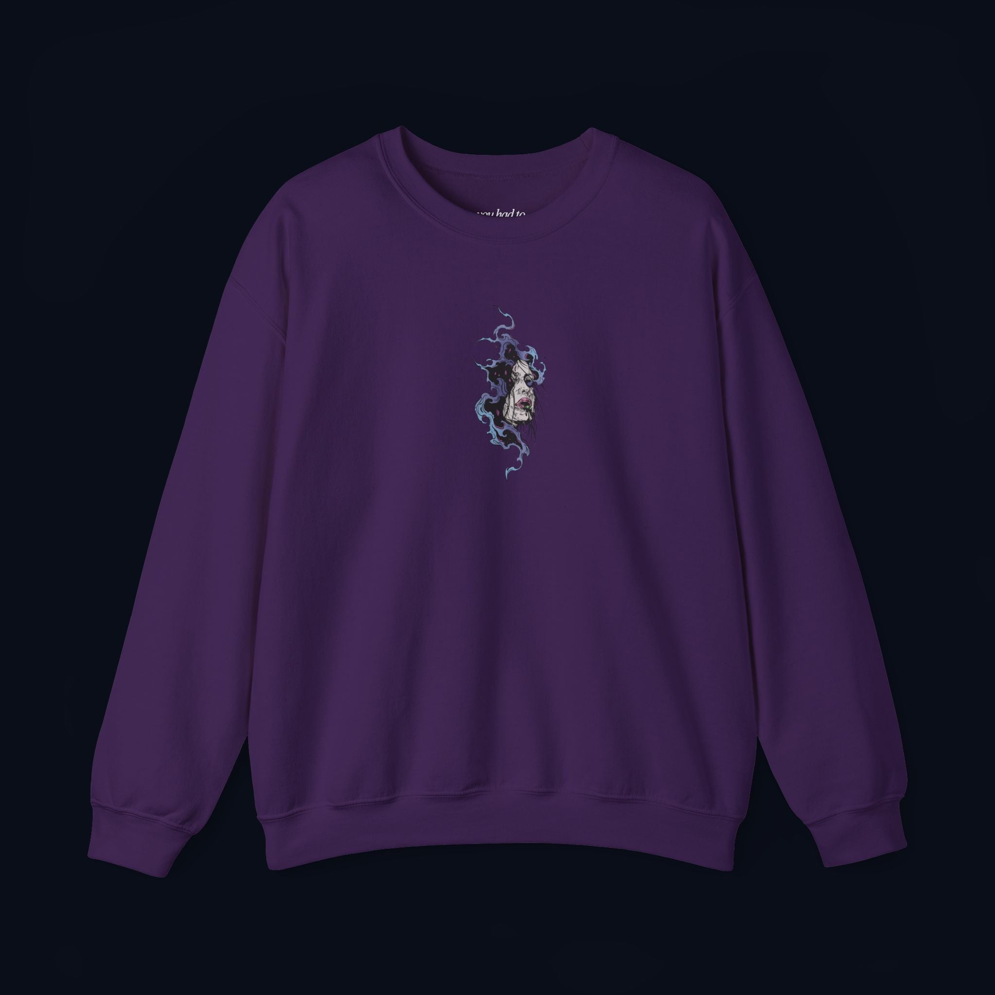 haunted portrait printed crewneck sweatshirt — nostalgic minimalist streetwear