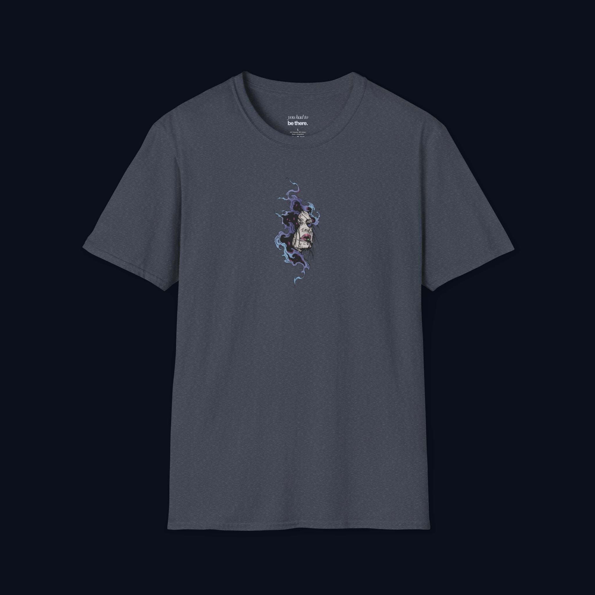 haunted portrait printed t-shirt — nostalgic minimalist streetwear tee