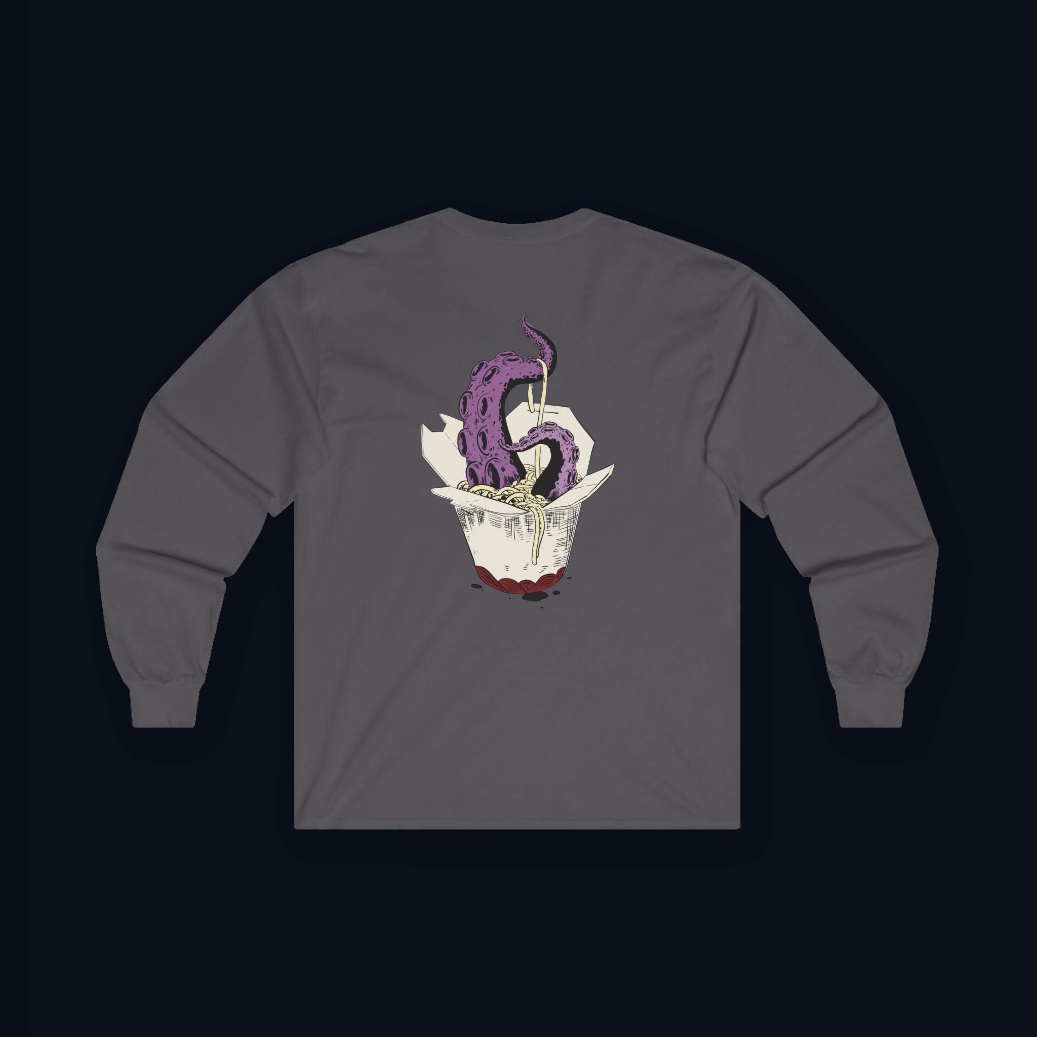 tentacle takeout back print long sleeve t-shirt — nostalgic minimalist streetwear
