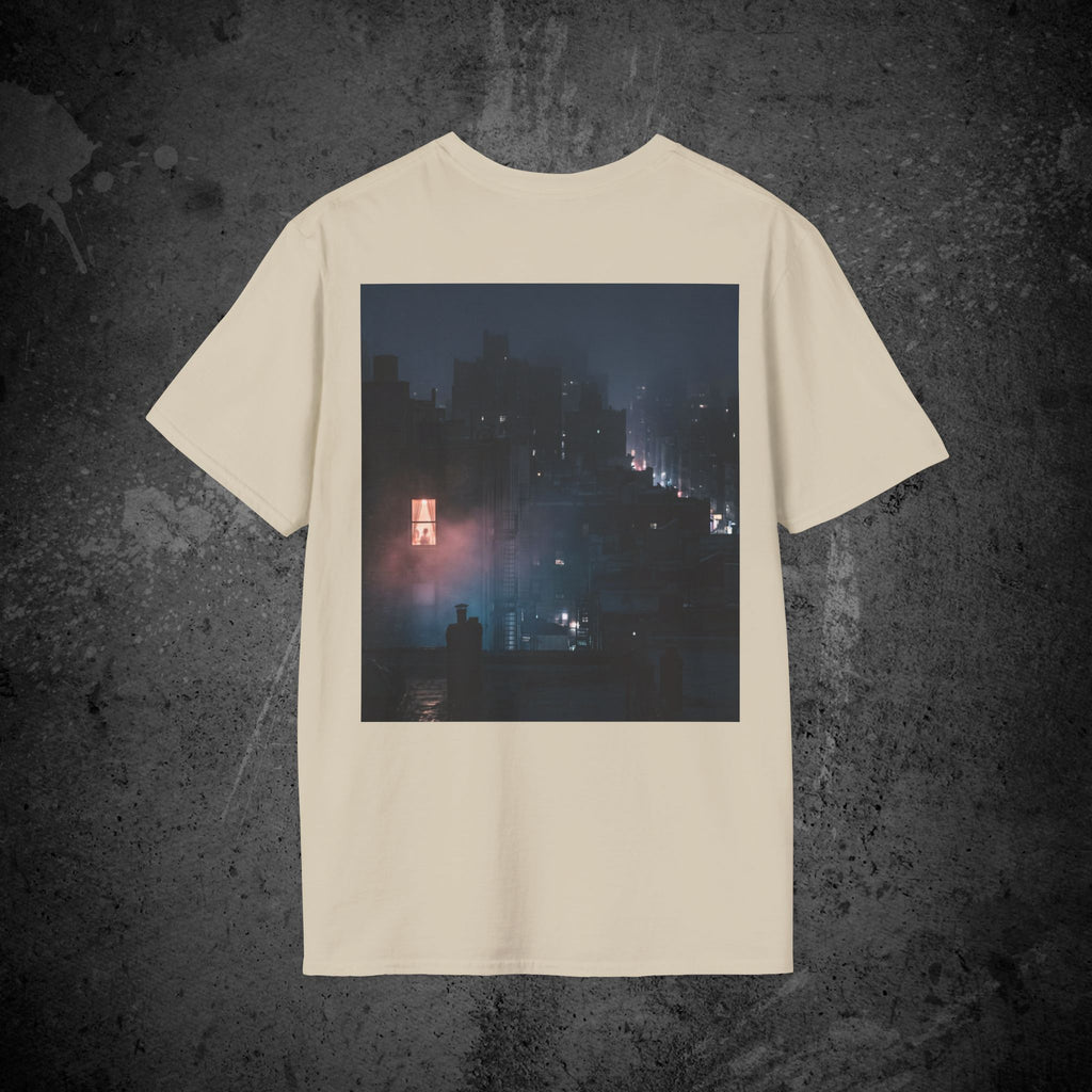 window light back print t-shirt — nostalgic minimalist streetwear tee