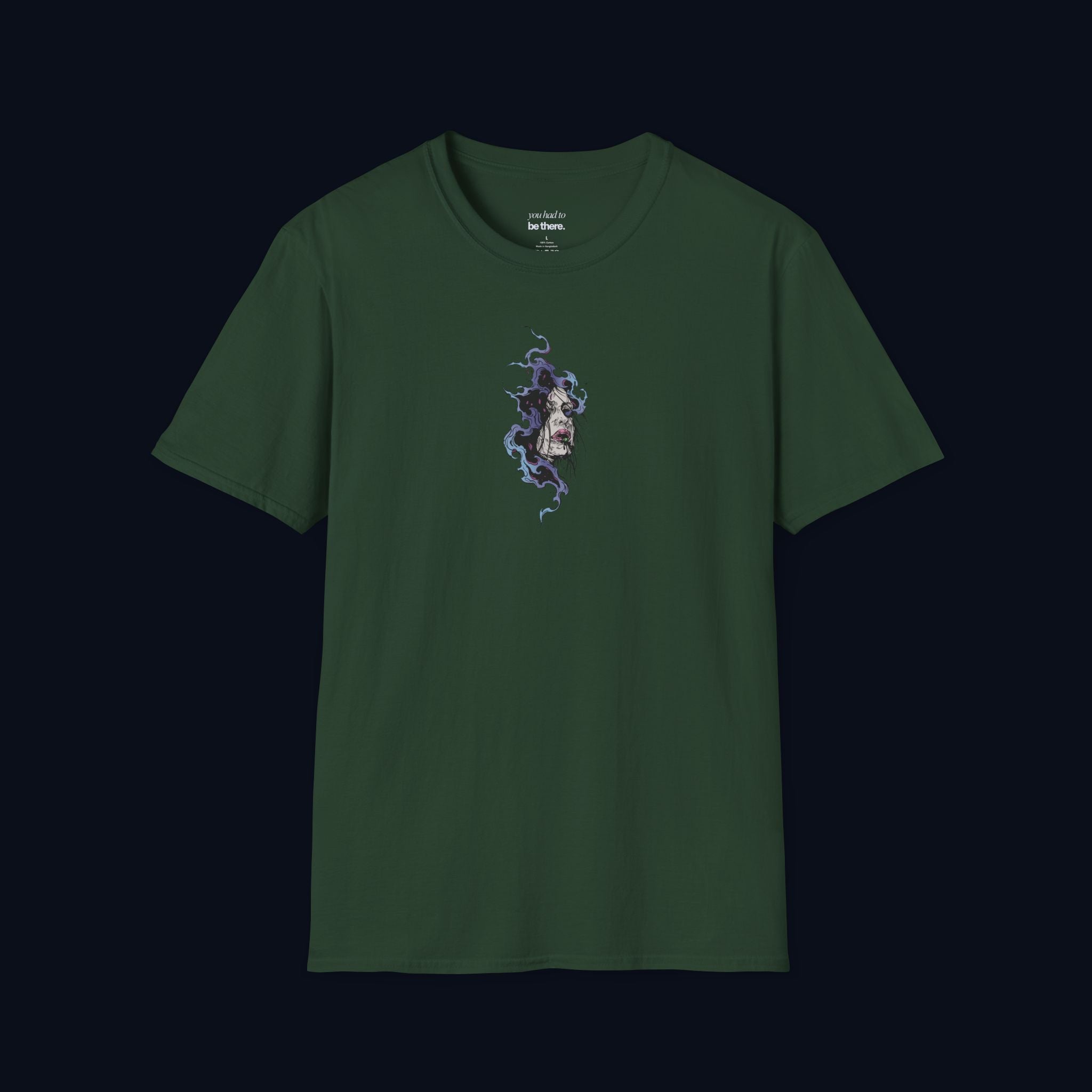 haunted portrait printed t-shirt — nostalgic minimalist streetwear tee