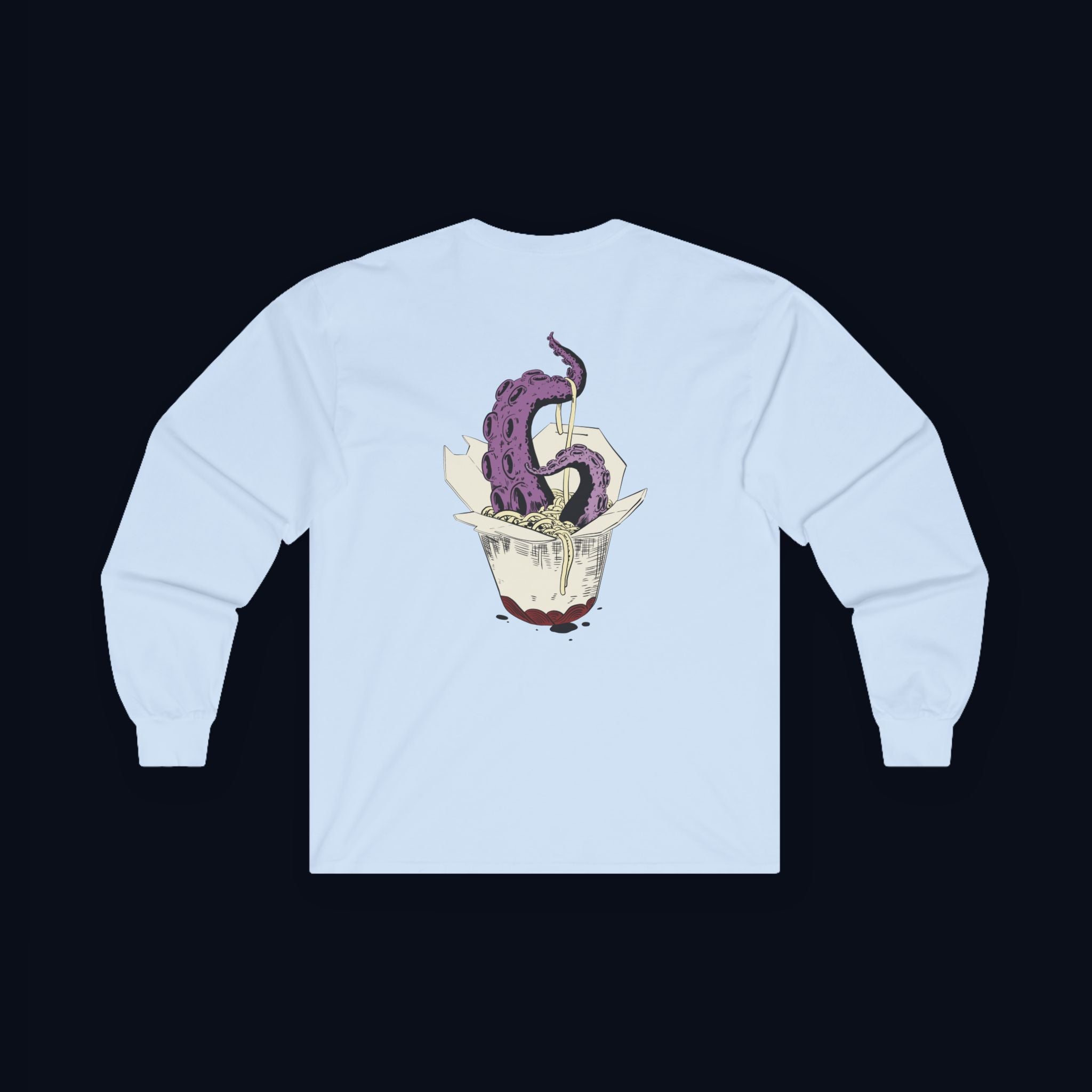 tentacle takeout back print long sleeve t-shirt — nostalgic minimalist streetwear