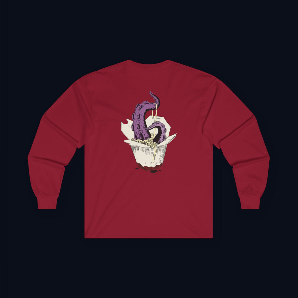 tentacle takeout back print long sleeve t-shirt — nostalgic minimalist streetwear