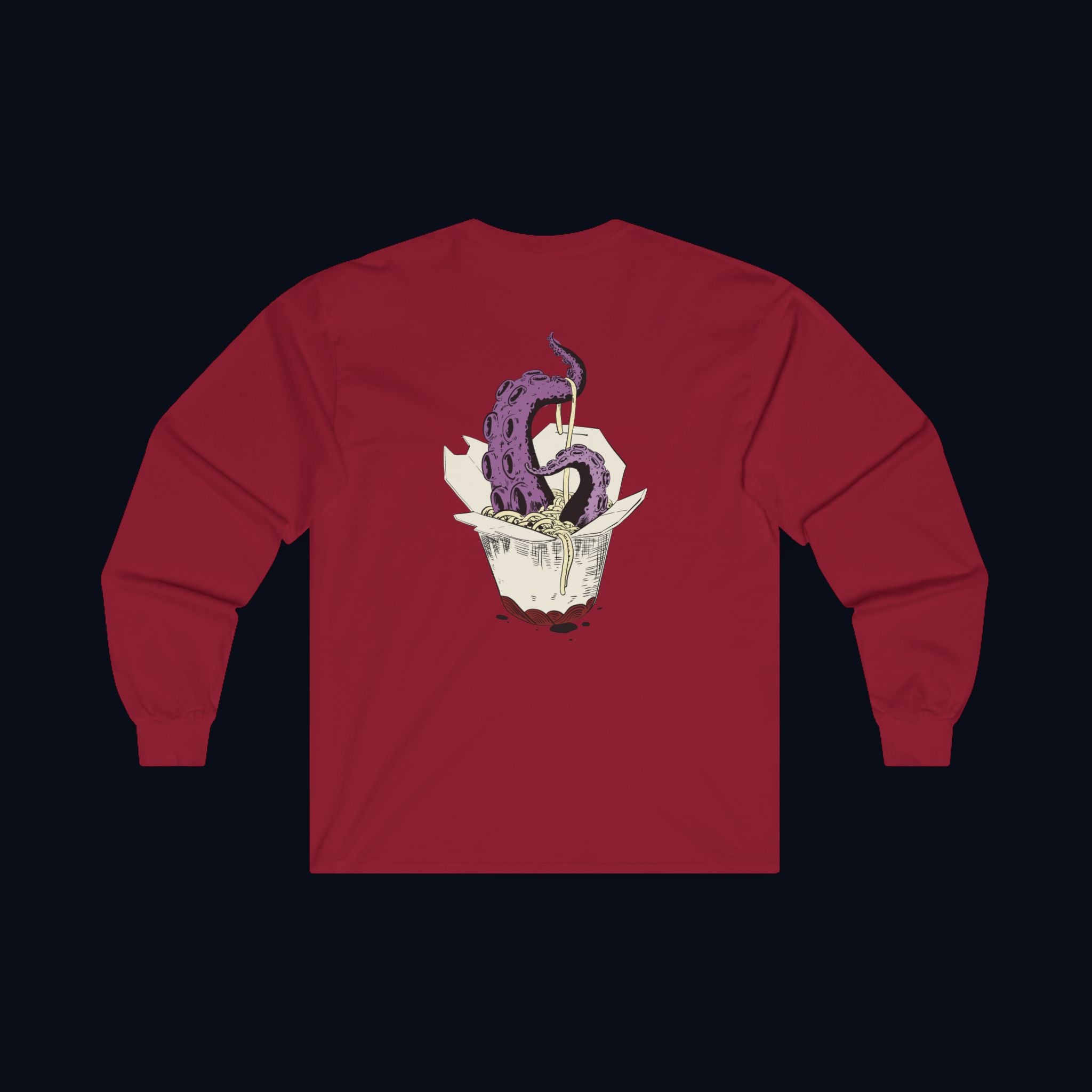 tentacle takeout back print long sleeve t-shirt — nostalgic minimalist streetwear