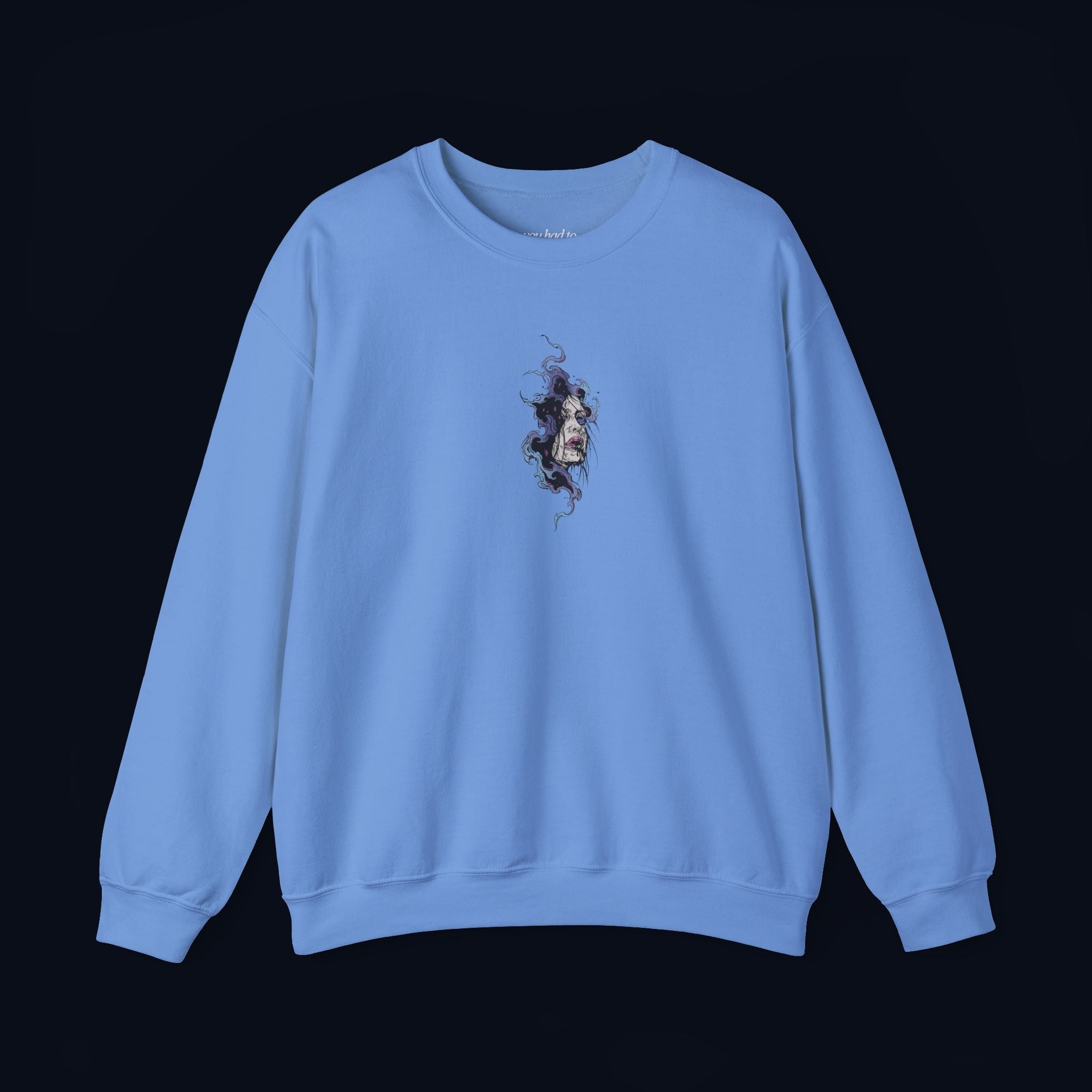 haunted portrait printed crewneck sweatshirt — nostalgic minimalist streetwear