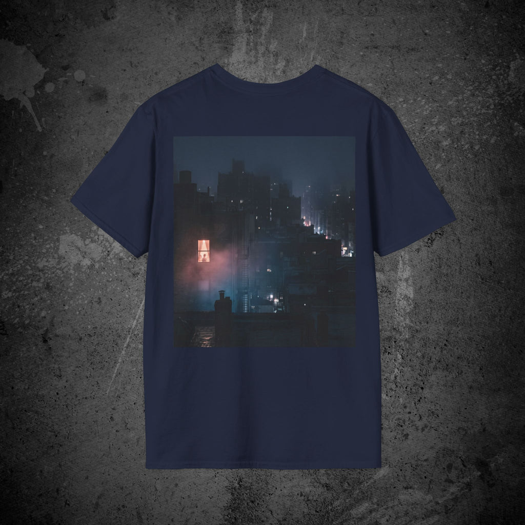 window light back print t-shirt — nostalgic minimalist streetwear tee