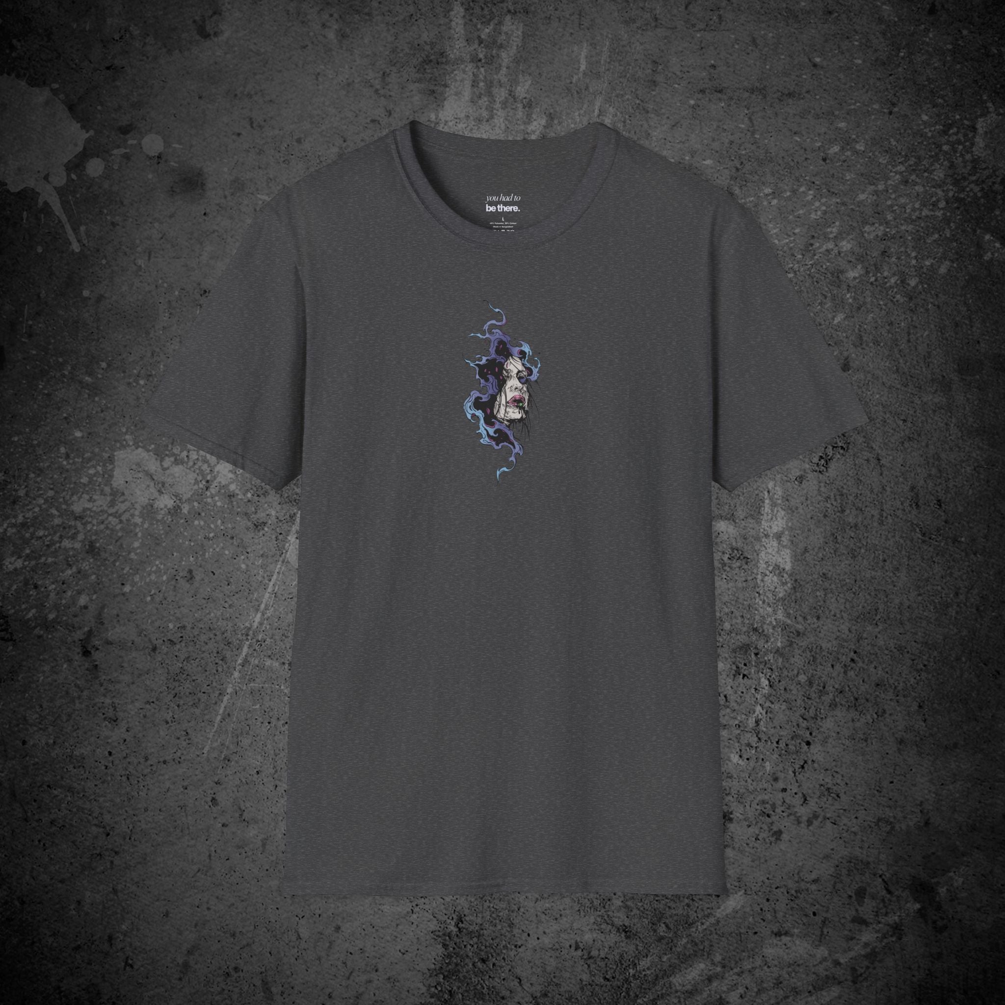 haunted portrait printed t-shirt — nostalgic minimalist streetwear tee