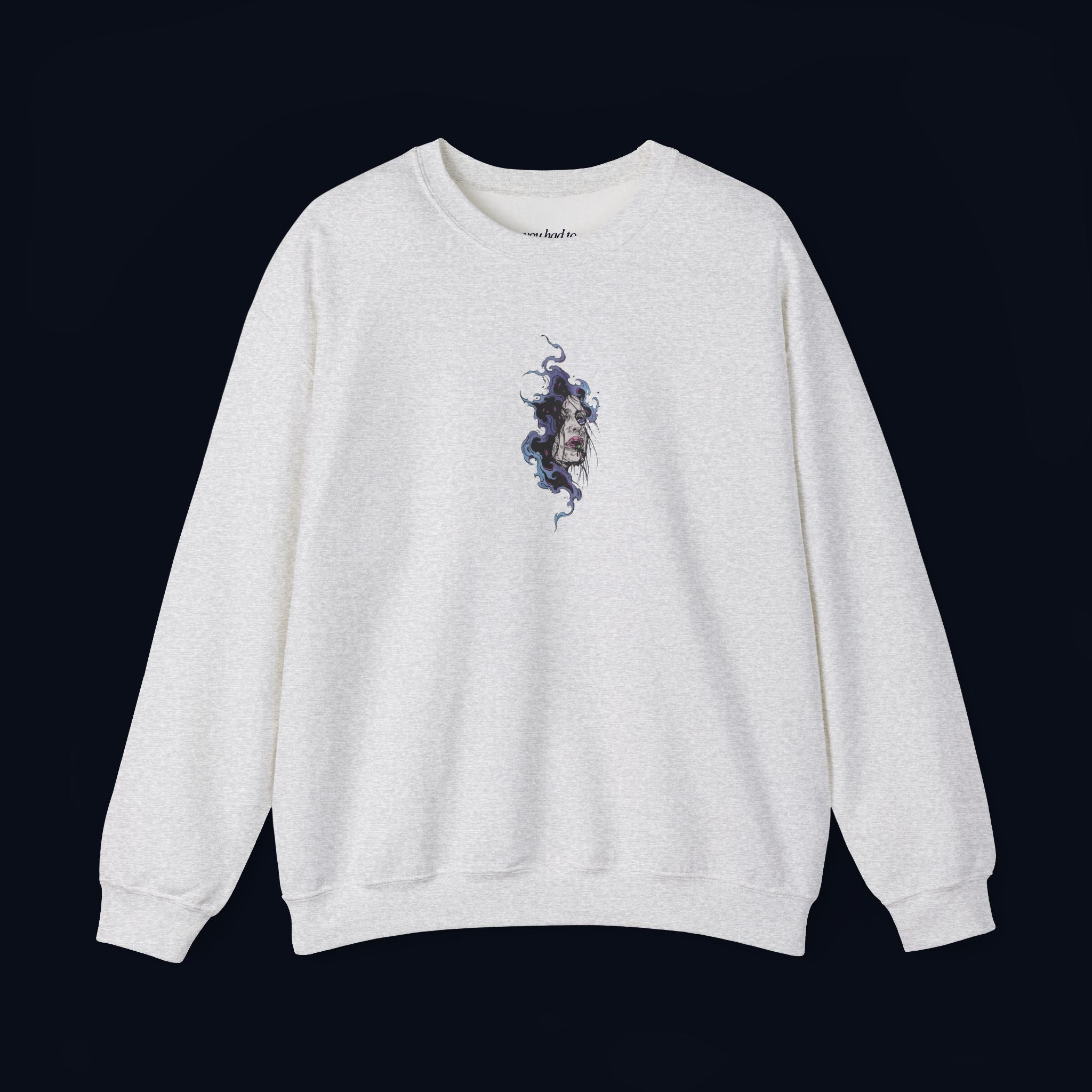 haunted portrait printed crewneck sweatshirt — nostalgic minimalist streetwear