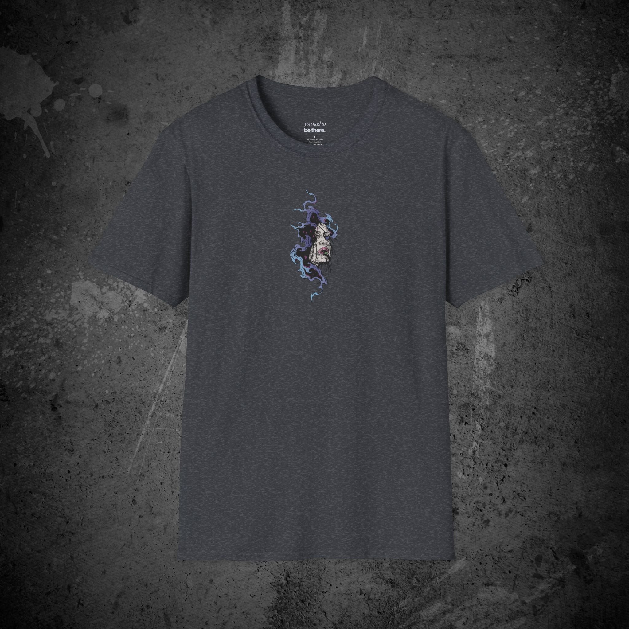 haunted portrait printed t-shirt — nostalgic minimalist streetwear tee