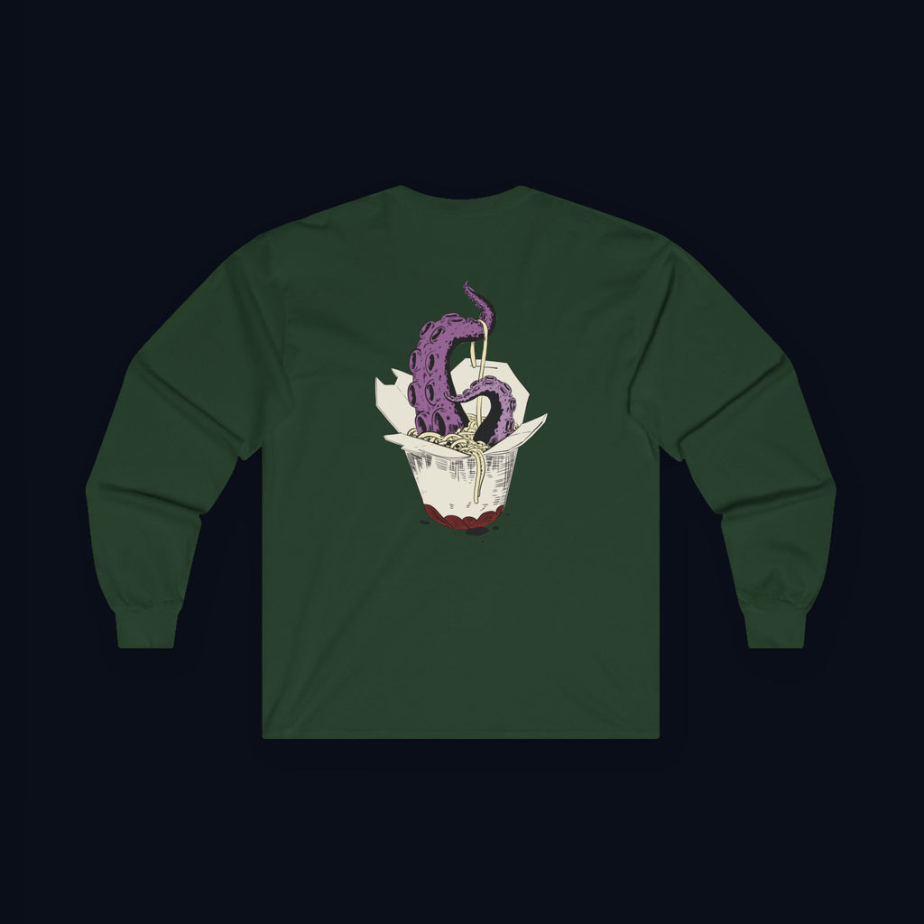 tentacle takeout back print long sleeve t-shirt — nostalgic minimalist streetwear