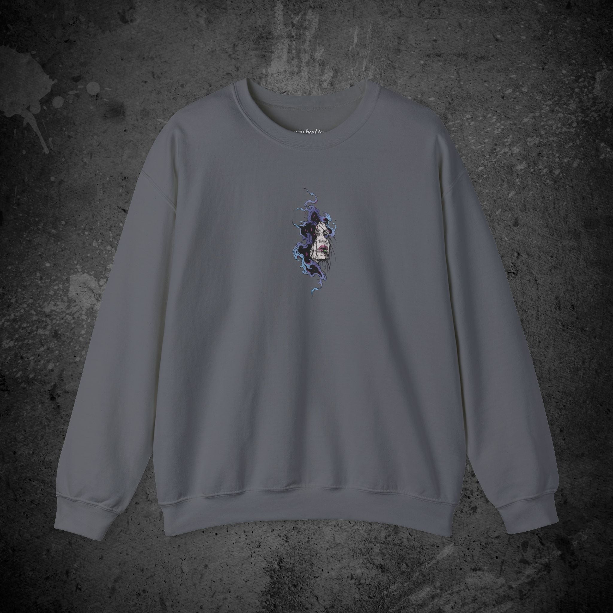 haunted portrait printed crewneck sweatshirt — nostalgic minimalist streetwear