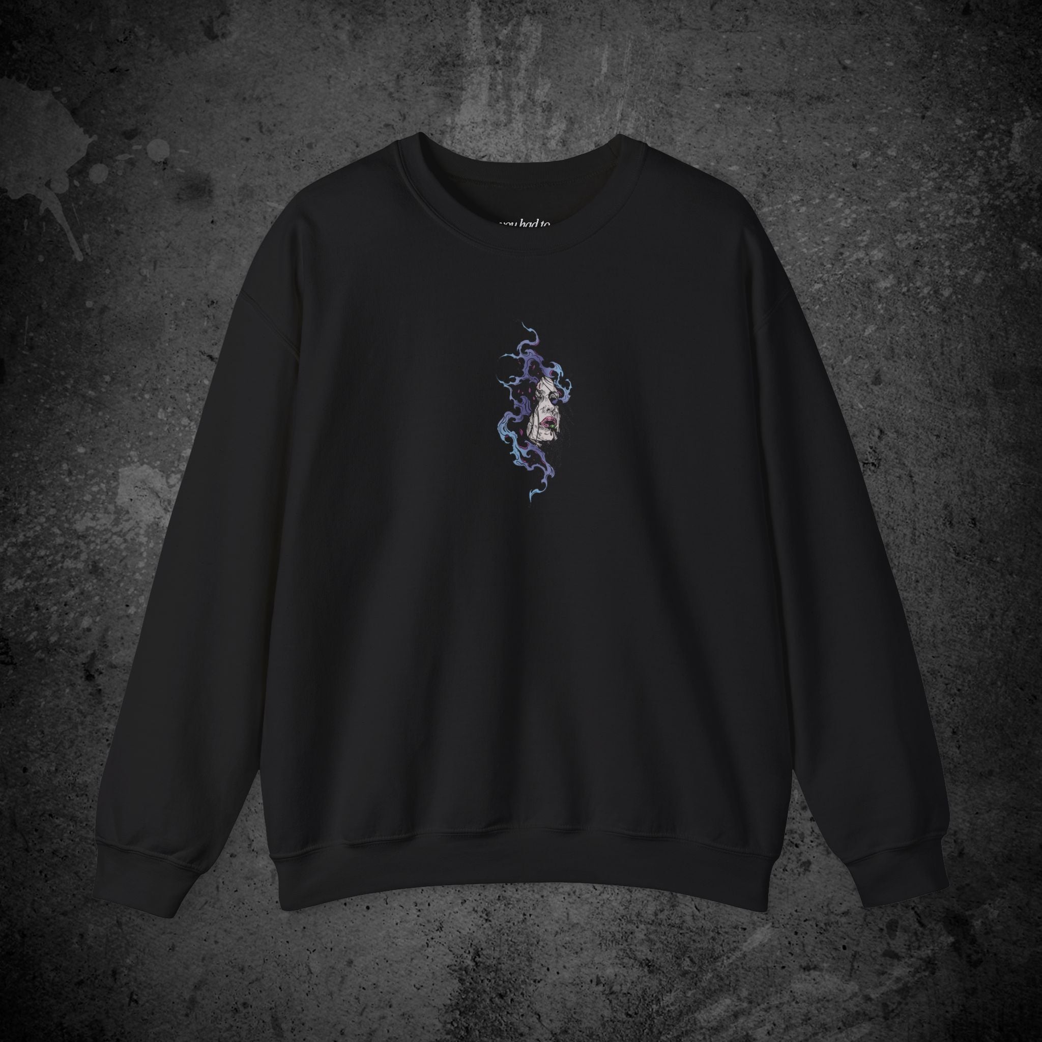 haunted portrait printed crewneck sweatshirt — nostalgic minimalist streetwear