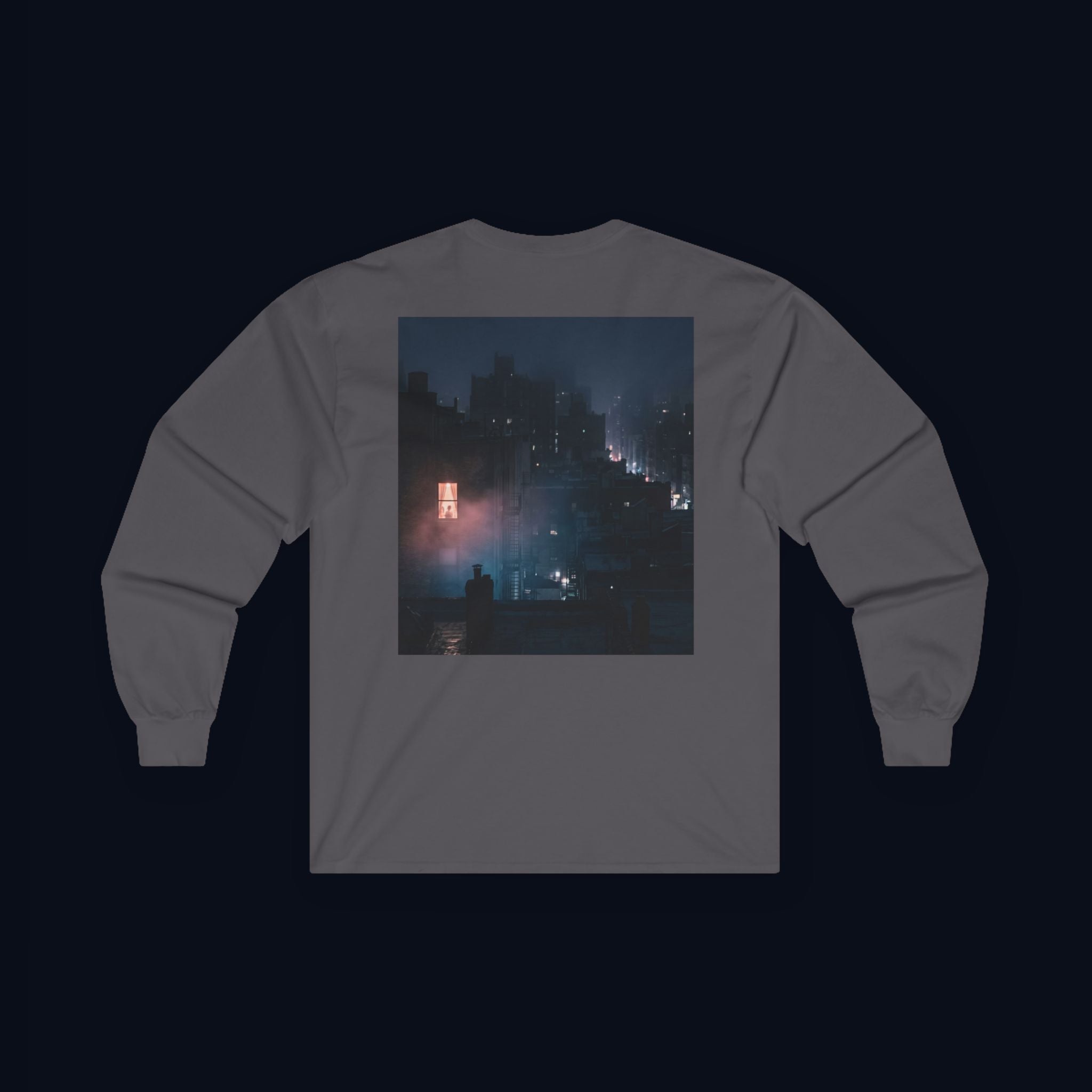 window light back print long sleeve t-shirt — nostalgic minimalist streetwear