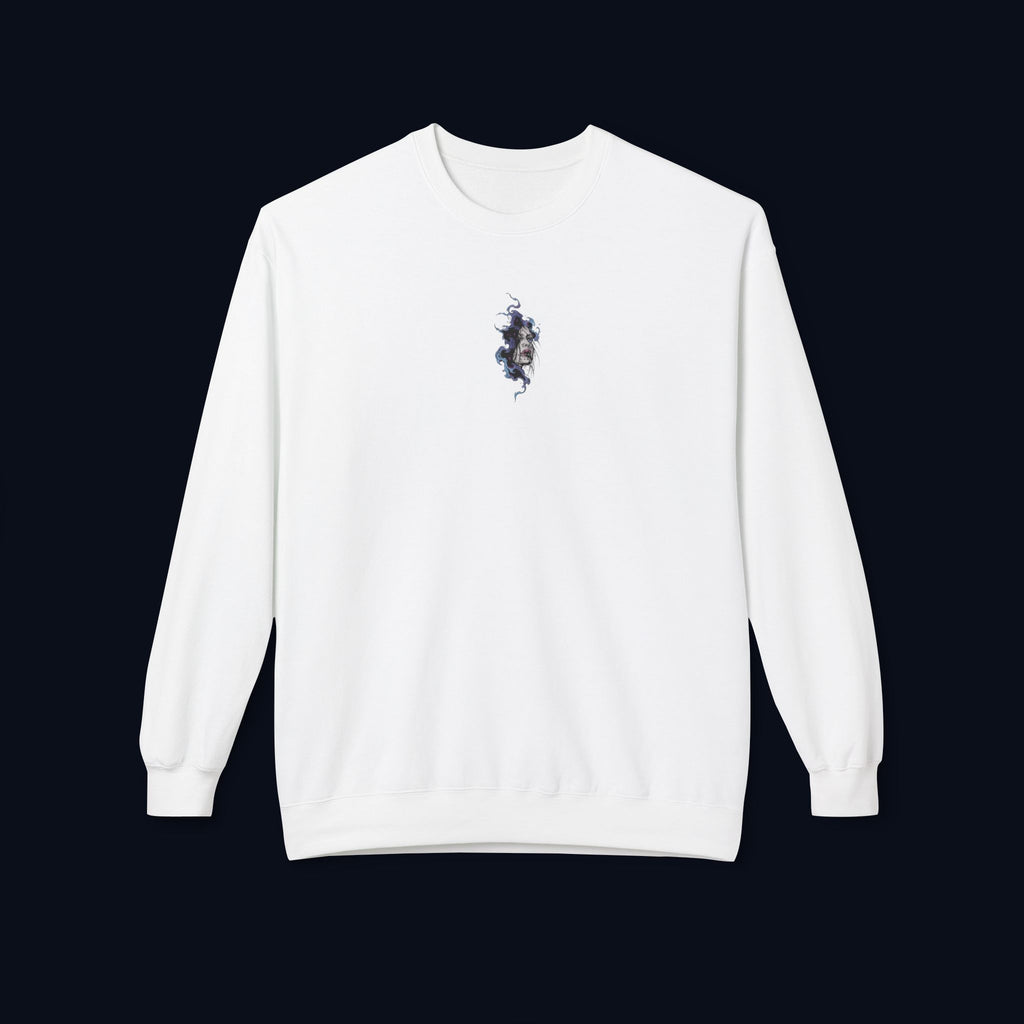 haunted portrait printed crewneck sweatshirt — nostalgic minimalist streetwear