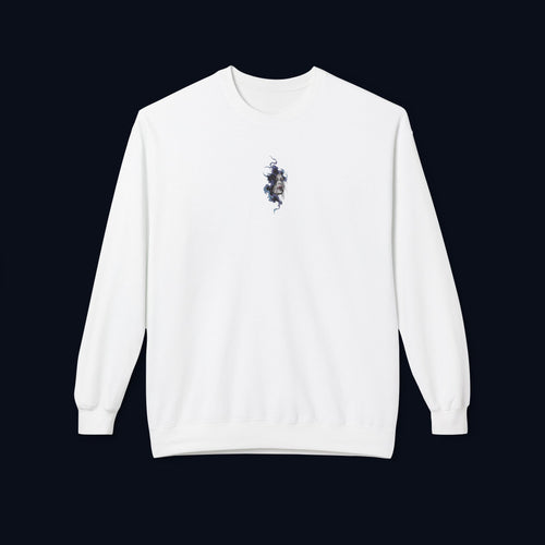 haunted portrait printed crewneck sweatshirt — nostalgic minimalist streetwear