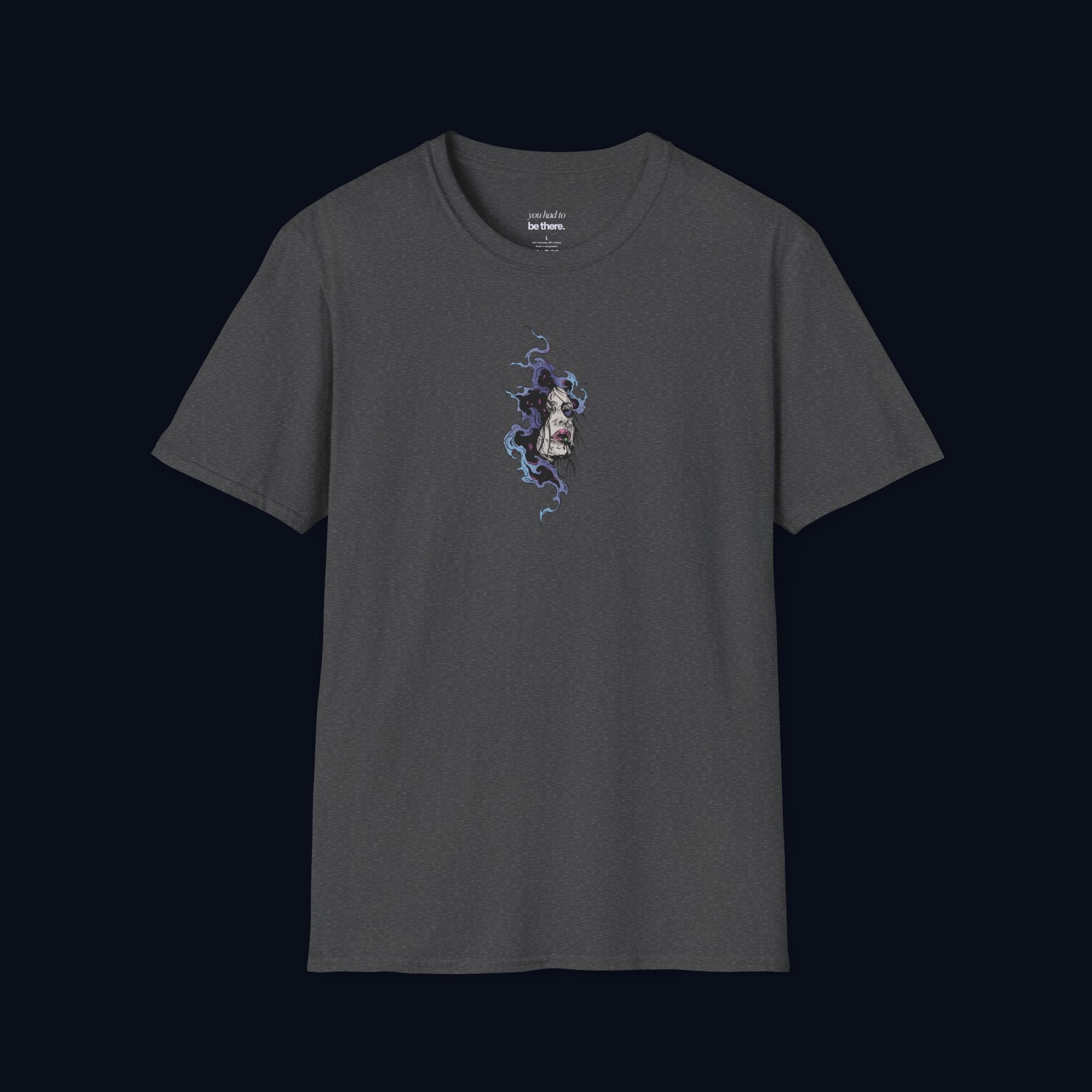 haunted portrait printed t-shirt — nostalgic minimalist streetwear tee