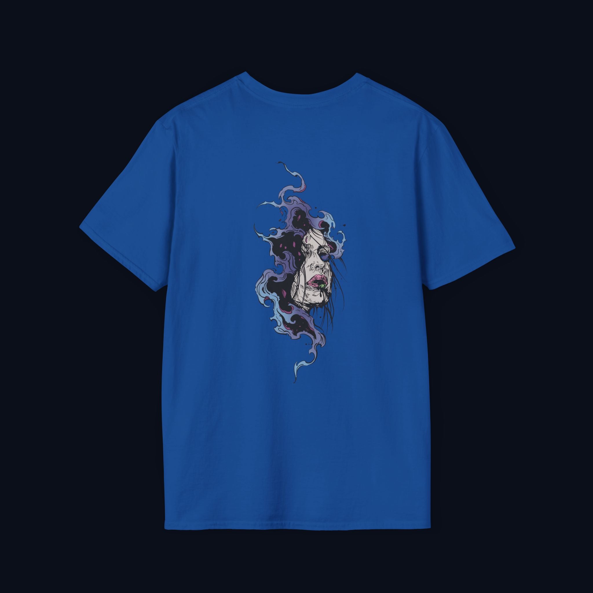 haunted portrait back print t-shirt — nostalgic streetwear inspired by memories