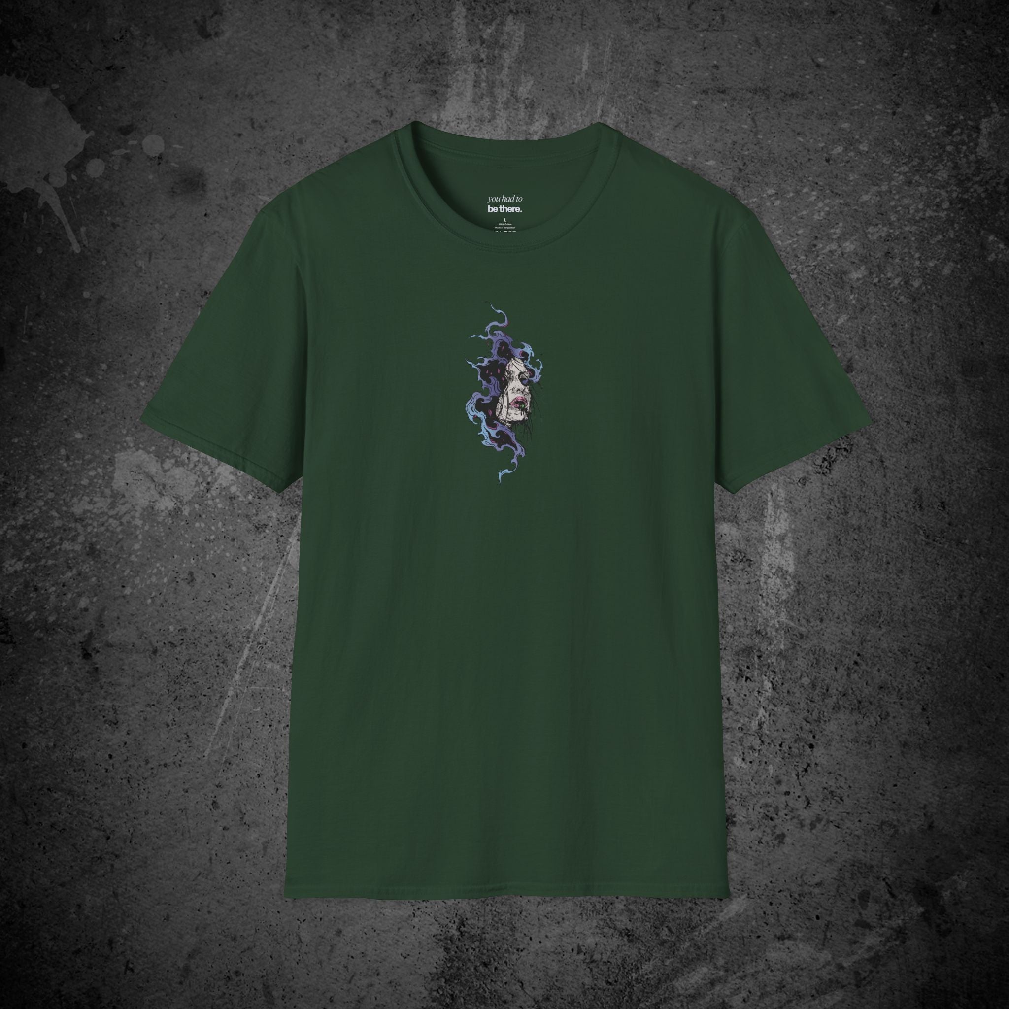 haunted portrait printed t-shirt — nostalgic minimalist streetwear tee