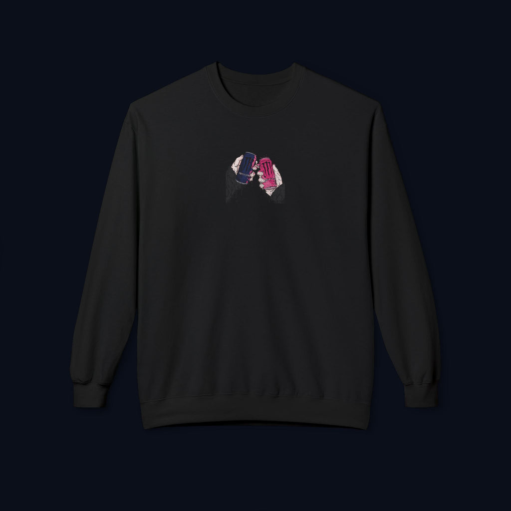 midnight cheers front print crewneck sweatshirt — nostalgic minimalist streetwear