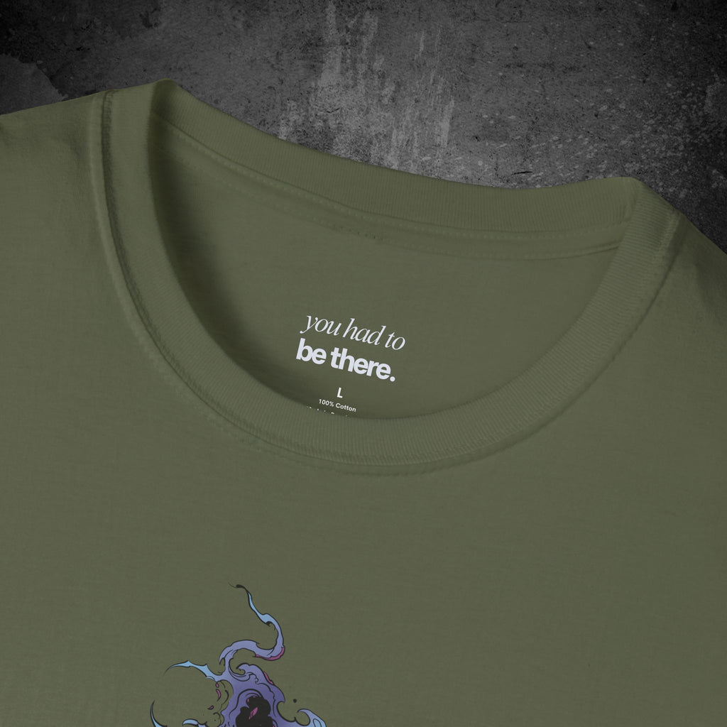 haunted portrait printed t-shirt — nostalgic minimalist streetwear tee