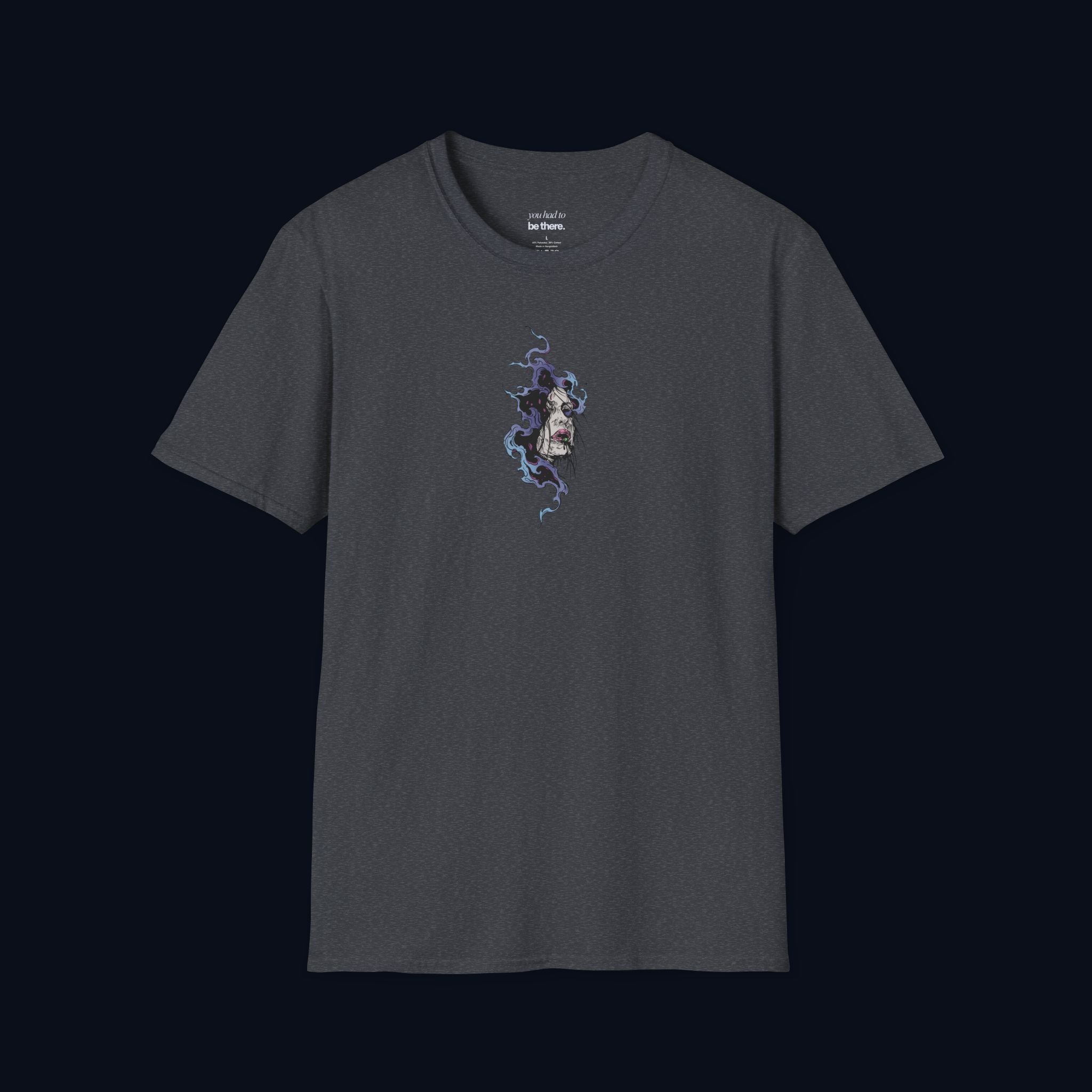 haunted portrait printed t-shirt — nostalgic minimalist streetwear tee