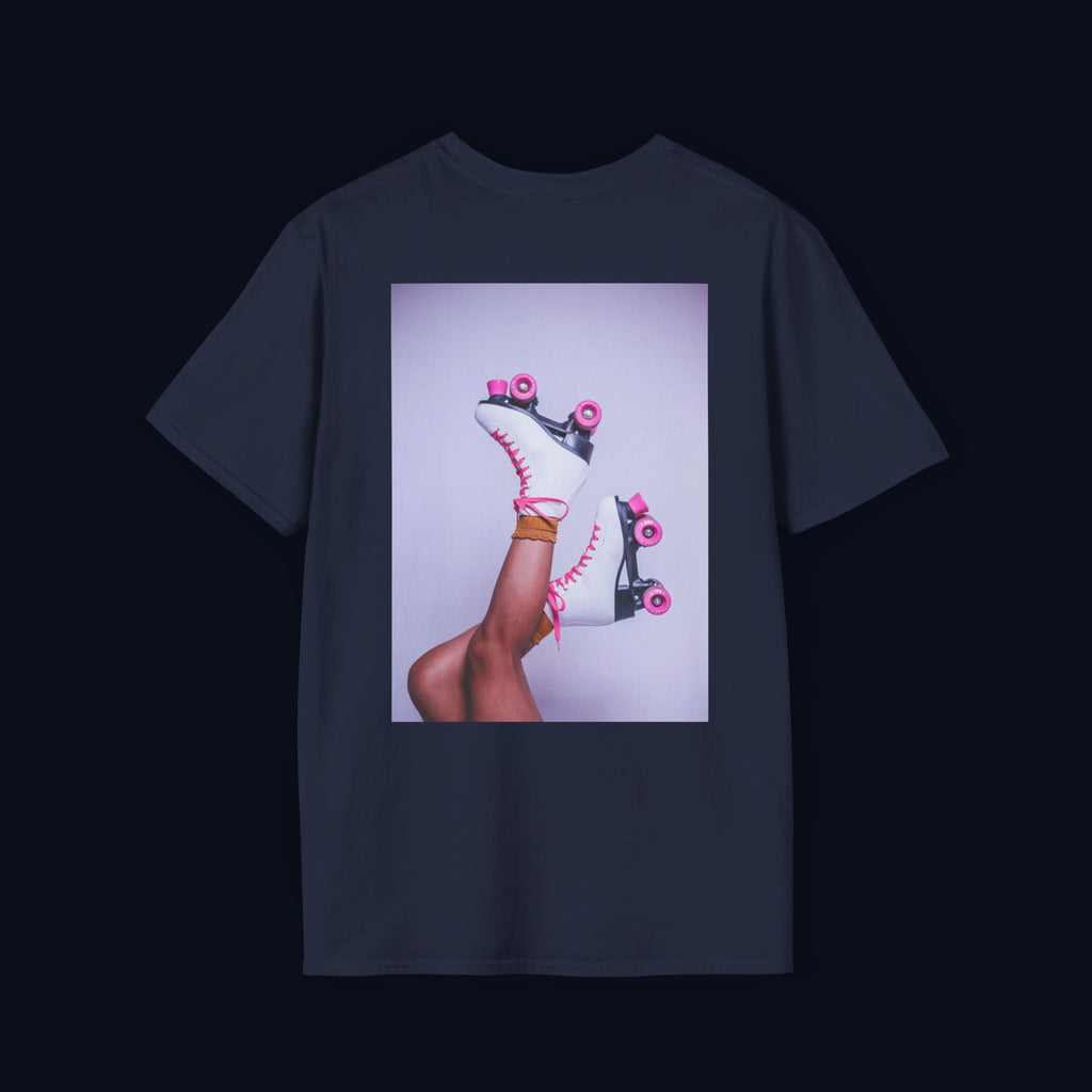 roller disco dreams back print t-shirt — nostalgic minimalist streetwear