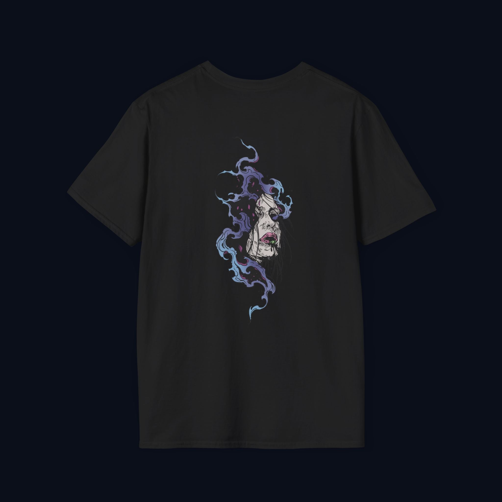 haunted portrait back print t-shirt — nostalgic streetwear inspired by memories