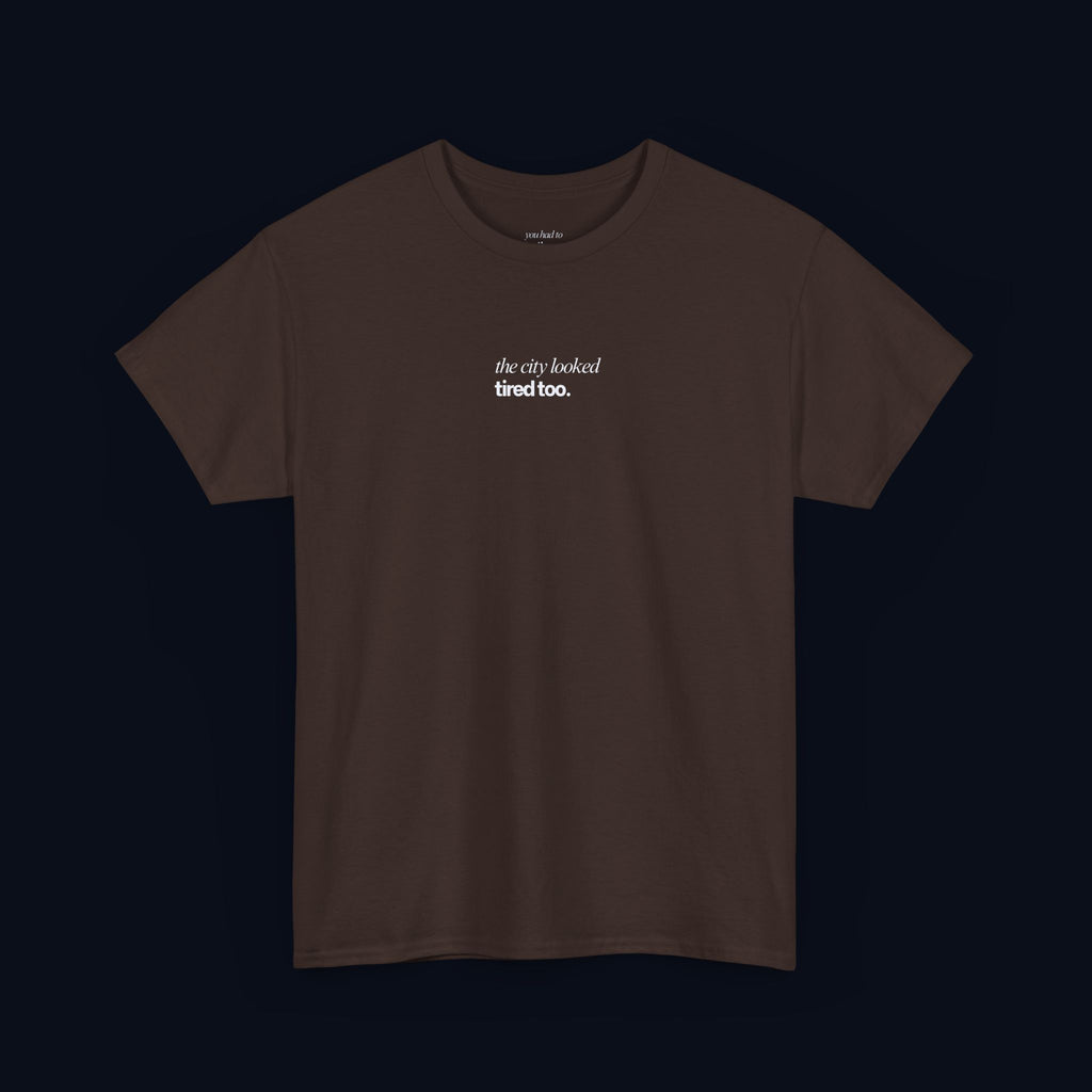 the city looked tired too printed t-shirt — nostalgic minimalist streetwear