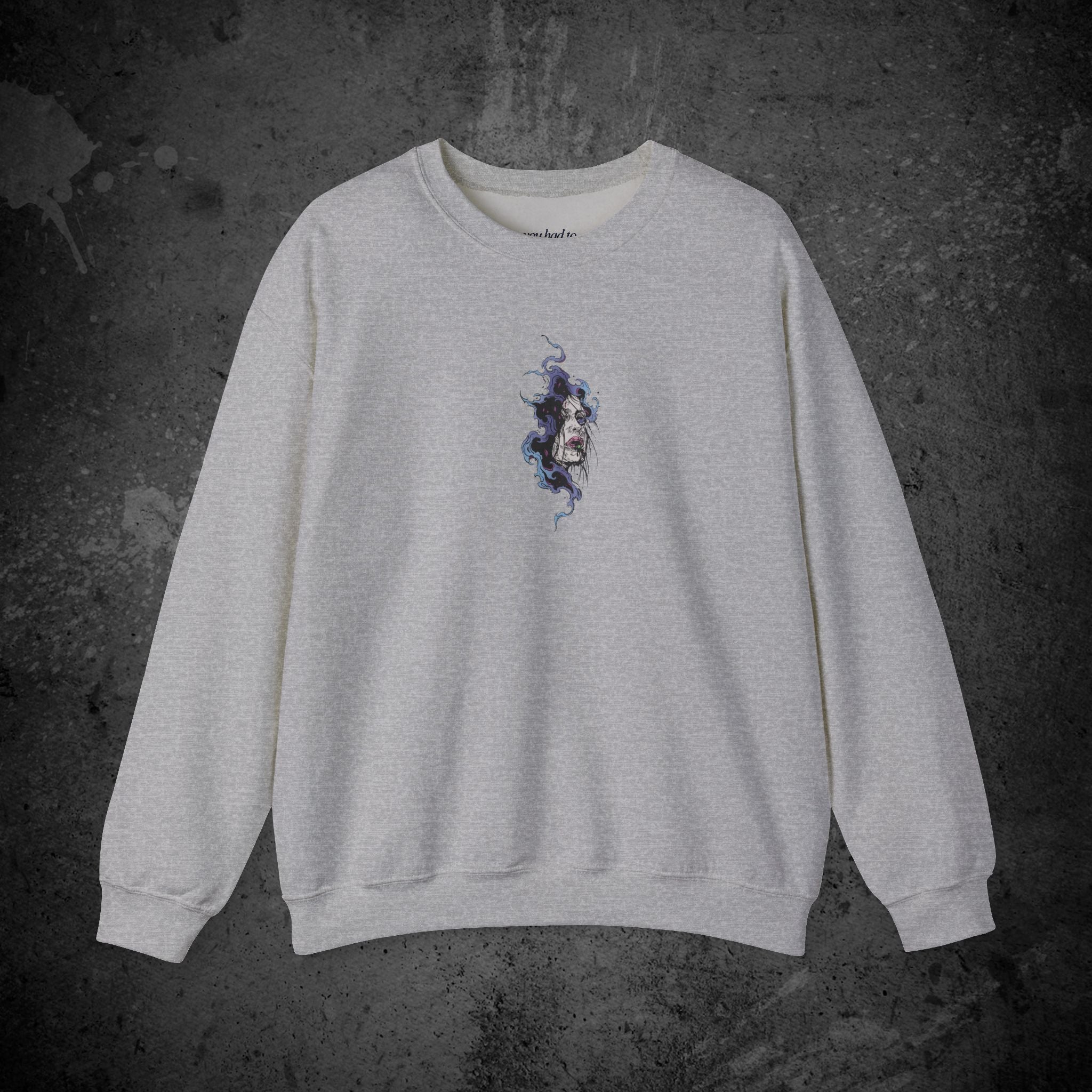 haunted portrait printed crewneck sweatshirt — nostalgic minimalist streetwear