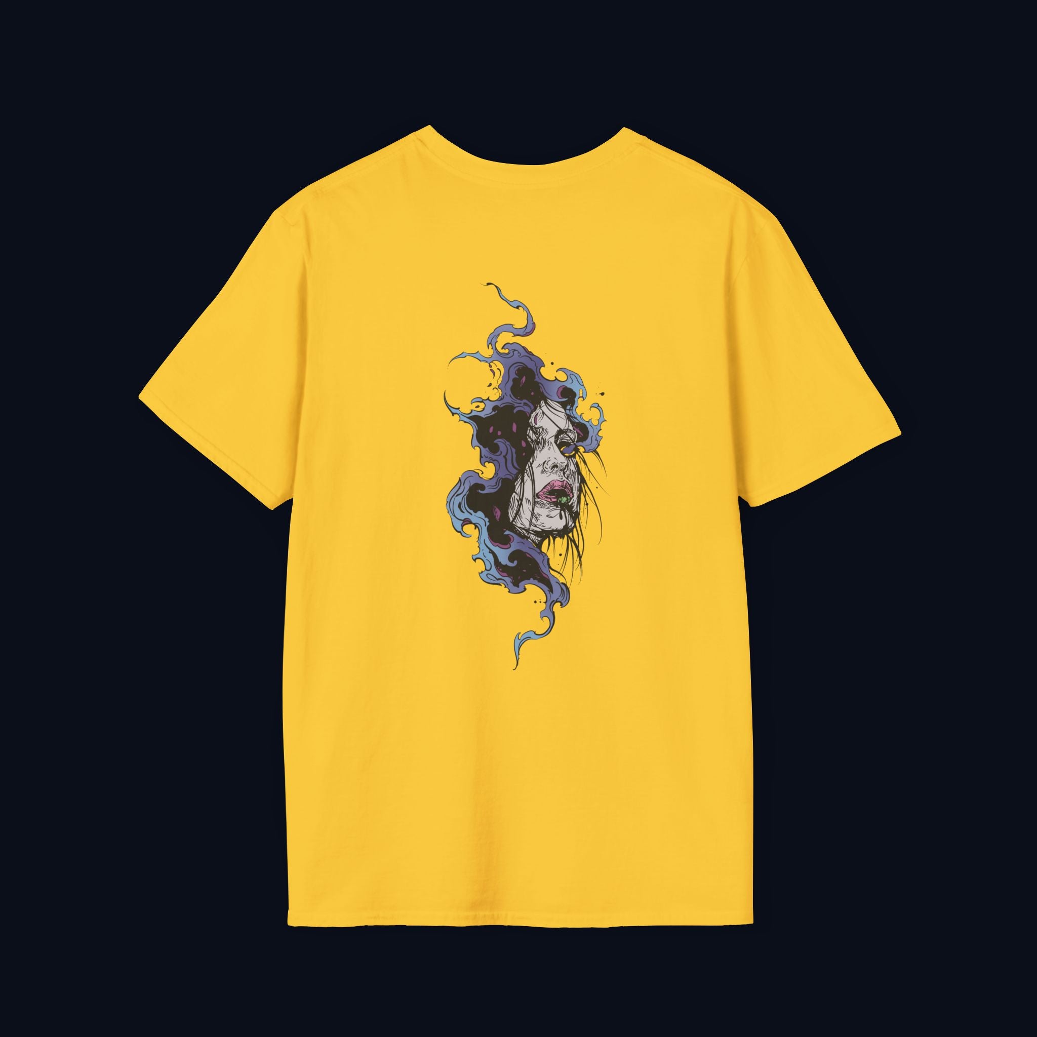 haunted portrait back print t-shirt — nostalgic streetwear inspired by memories