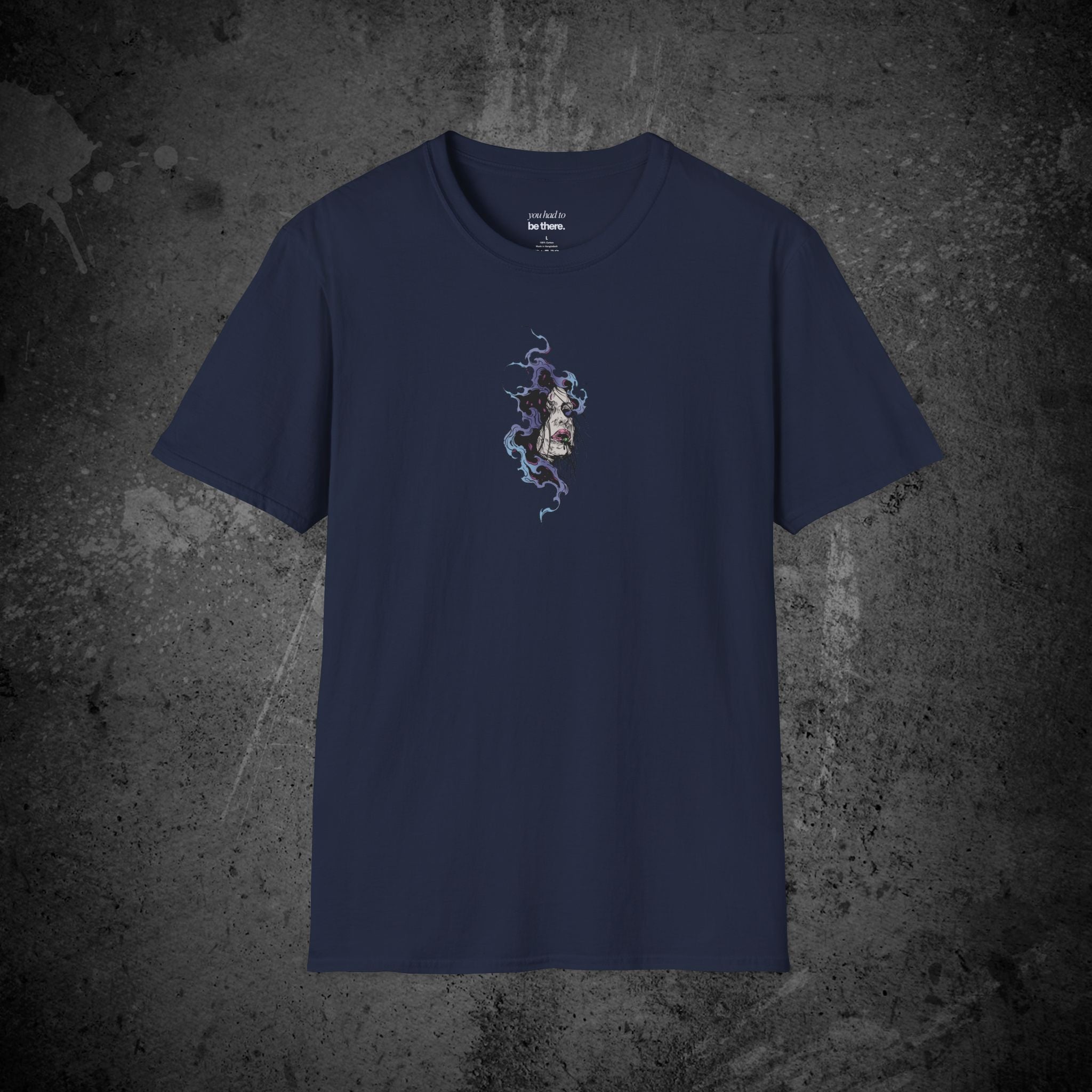 haunted portrait printed t-shirt — nostalgic minimalist streetwear tee