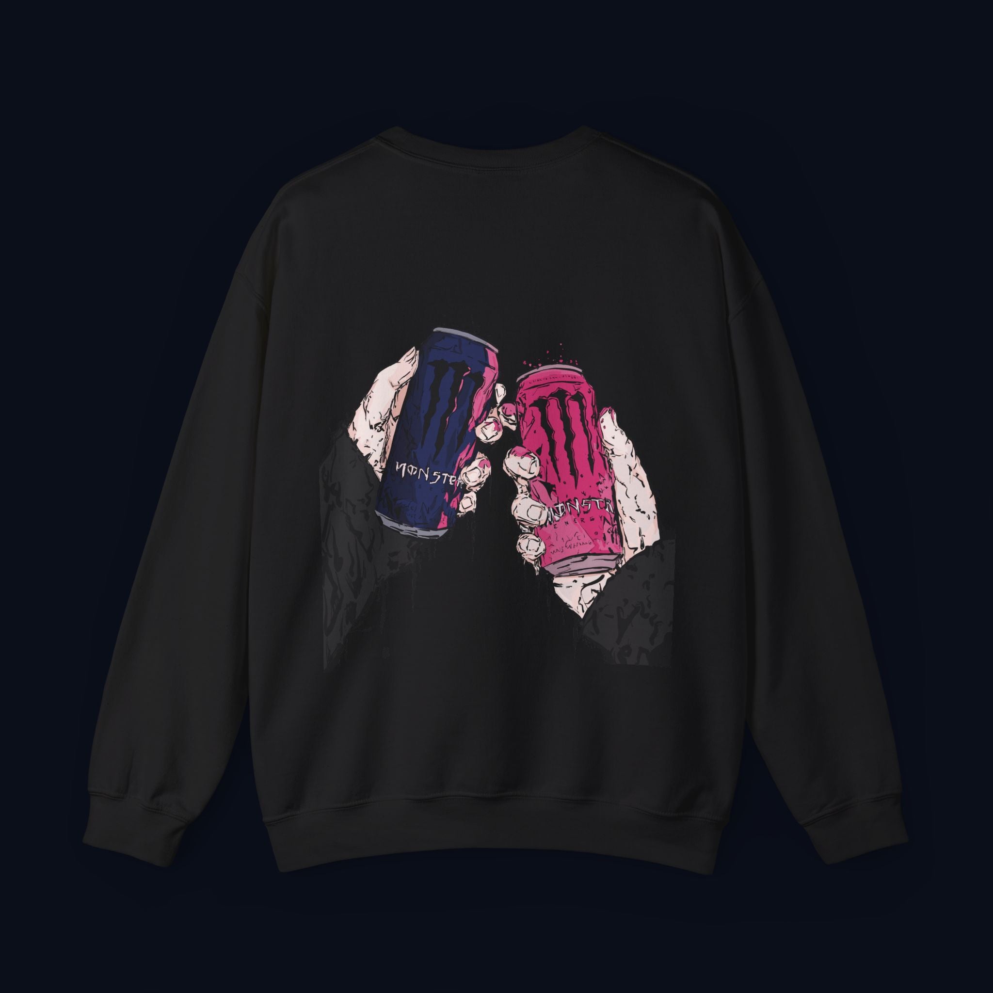 midnight cheers back print crewneck sweatshirt — nostalgic minimalist streetwear