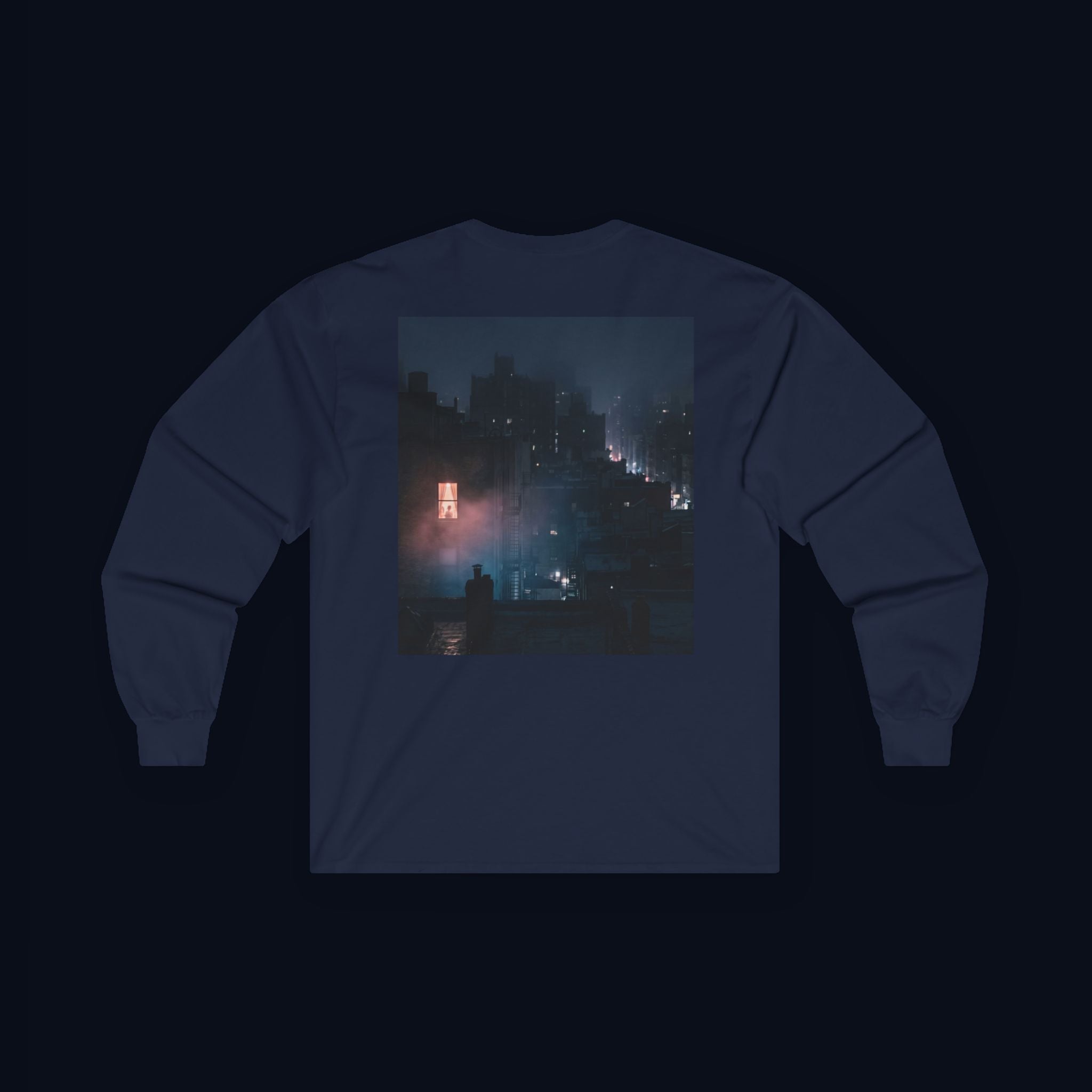 window light back print long sleeve t-shirt — nostalgic minimalist streetwear