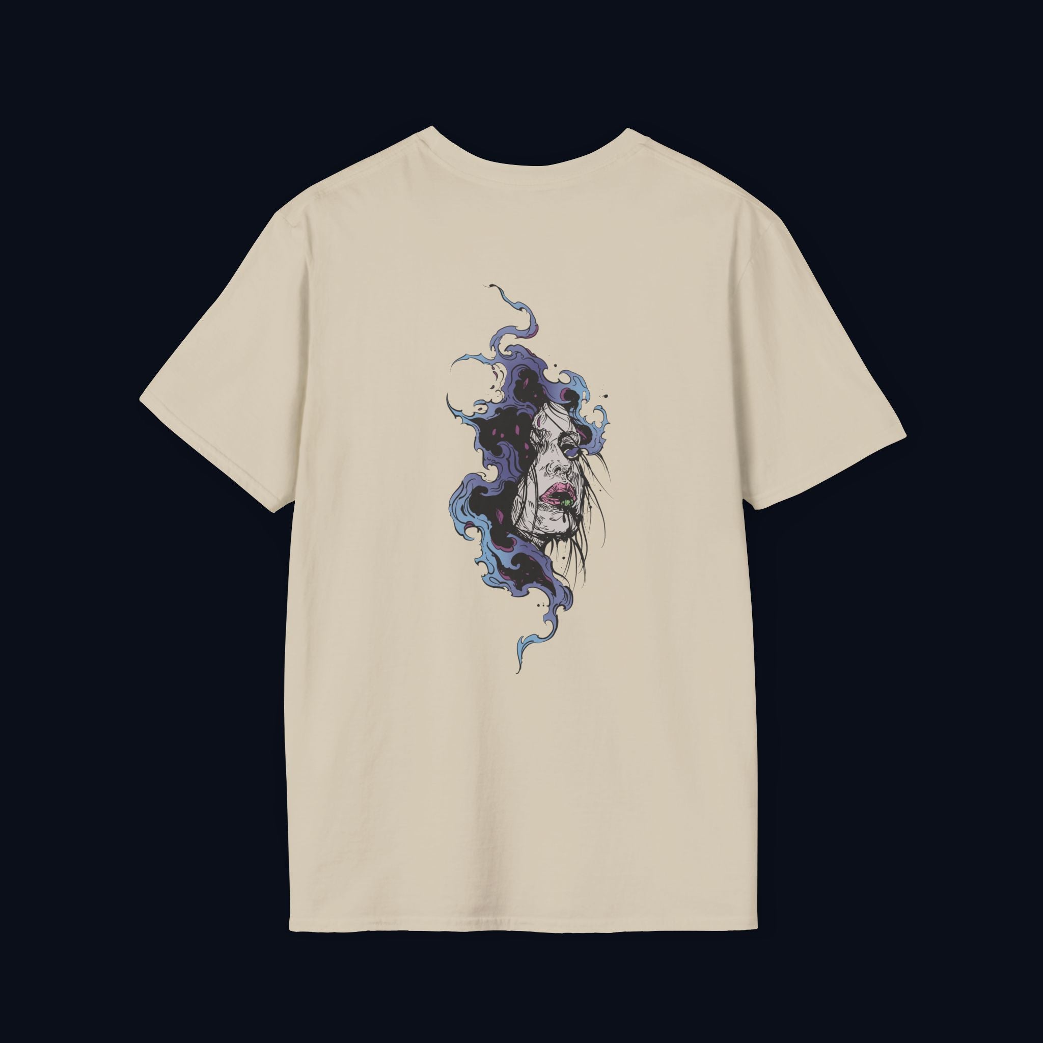 haunted portrait back print t-shirt — nostalgic streetwear inspired by memories